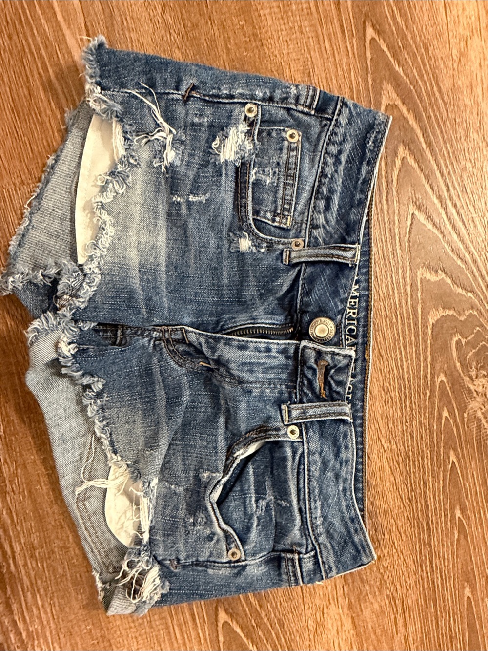 American Eagle Outfitters Distressed Dark Blue Denim Cutoff Shorts